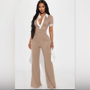 NWT Fashion Nova Dianna Sweater Polo Collared Jumpsuit